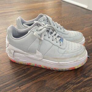 Nike Women's Sneakers - Gray with Multicolor Sole